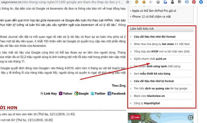 link-bao Xây dựng backlink - Side bar của báo